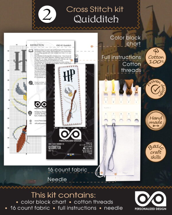 Counted Cross Stitch Kits "Harry Potter: Magical Creatures and Objects" - Set of 5 DIY Embroidery Bookmarks