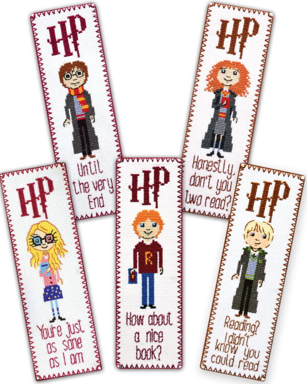 Embroidery Kits for Kids "Harry Potter Quotes" - Set of 5 DIY Bookmarks with Counted Cross-Stitching Patterns