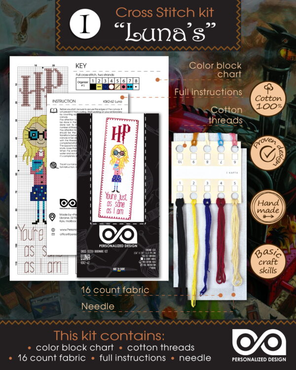 Embroidery Kits for Kids "Harry Potter Quotes" - Set of 5 DIY Bookmarks with Counted Cross-Stitching Patterns