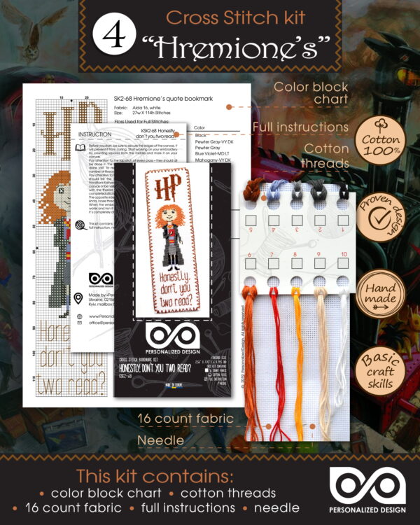 Embroidery Kits for Kids "Harry Potter Quotes" - Set of 5 DIY Bookmarks with Counted Cross-Stitching Patterns