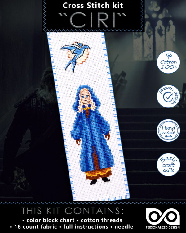 Counted Cross Stitch Kit of Bookmark "The Witcher: Princess Cirilla"