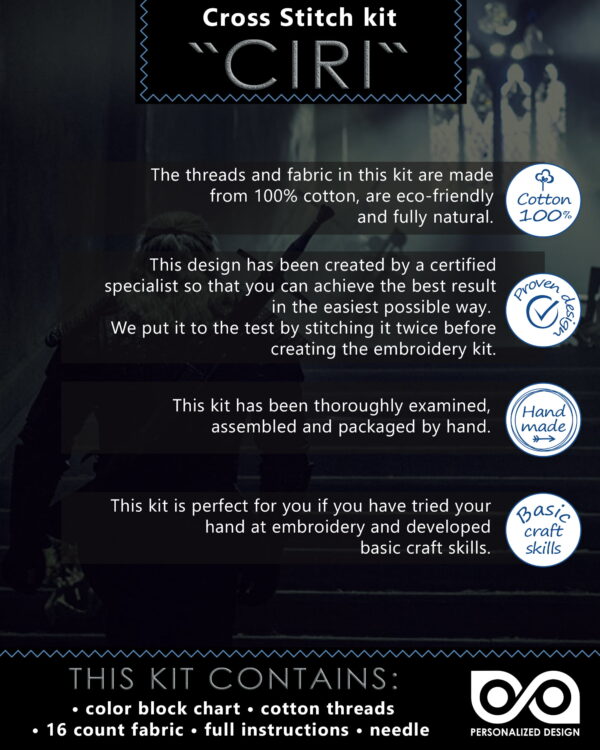 Counted Cross Stitch Kit of Bookmark "The Witcher: Princess Cirilla"