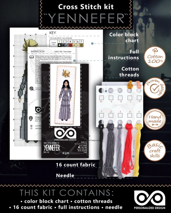 Counted Cross Stitch Kit of Bookmark "The Witcher: Yennefer of Vengerberg"