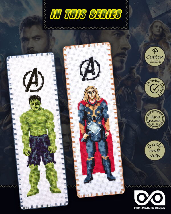 Counted Cross Stitch Kit of Bookmark "The Avengers: Hulk"