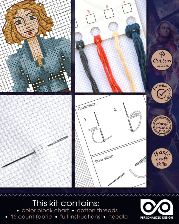 Counted Cross Stitch Kit of Bookmark "The Avengers: Black Widow"