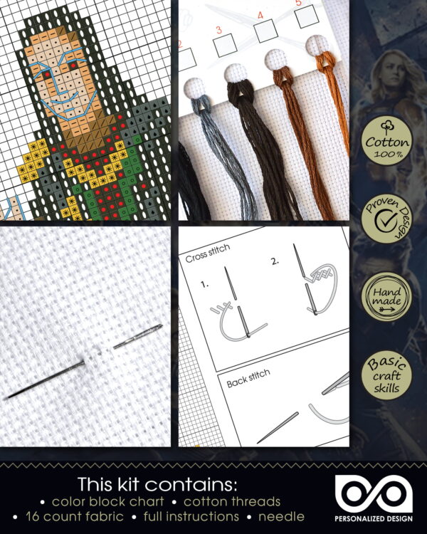 Counted Cross Stitch Kit of Bookmark "The Avengers: Loki"