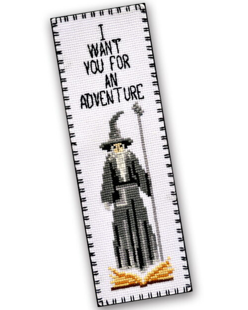 Counted Cross Stitch Kit of Bookmark "Gandalf the Grey: I Want You for an Adventure"