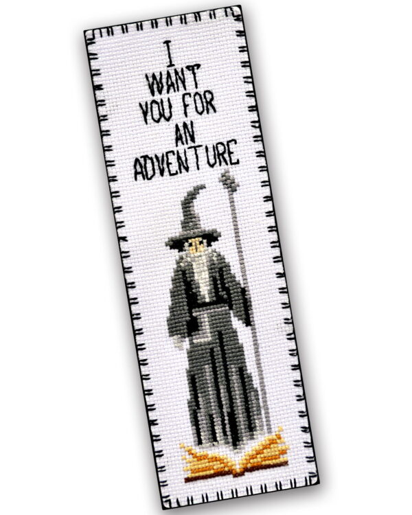 Counted Cross Stitch Kit of Bookmark "Gandalf the Grey: I Want You for an Adventure"