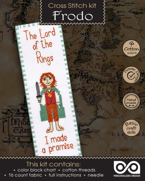 Counted Cross Stitch Kit of Bookmark "Lord of The Rings: Frodo Baggins"