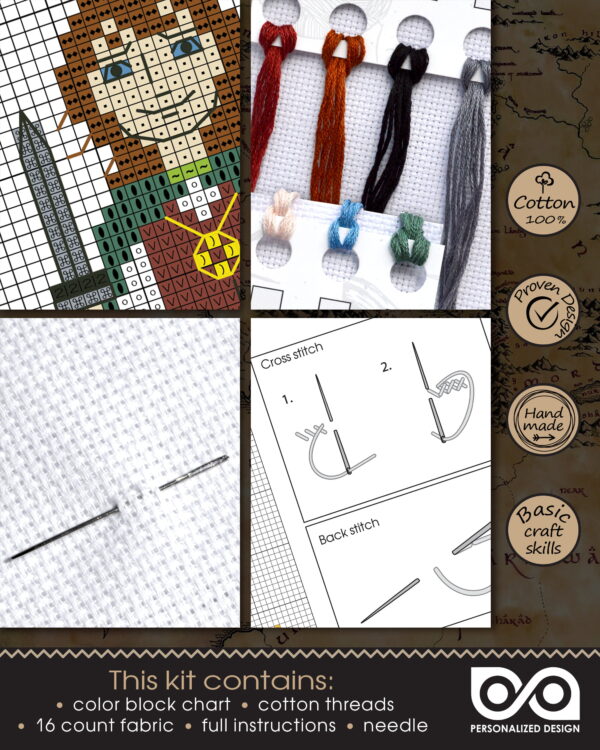 Counted Cross Stitch Kit of Bookmark "Lord of The Rings: Frodo Baggins"