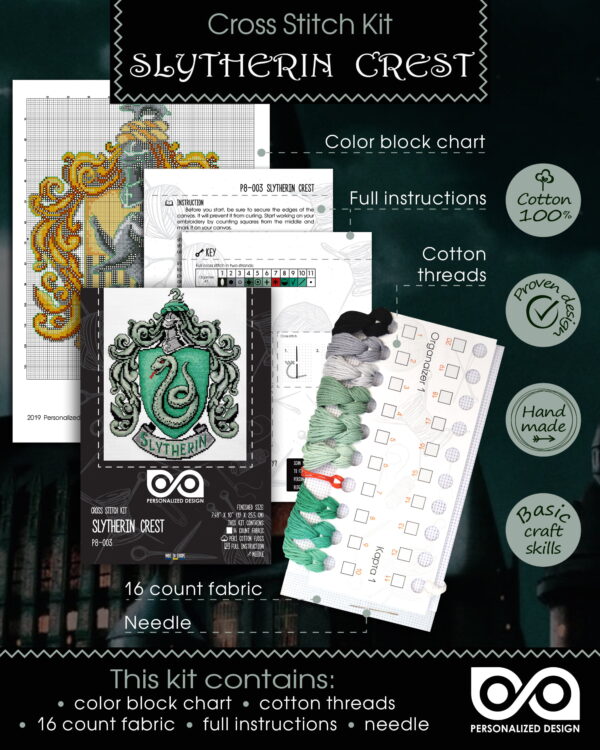 Counted Cross Stitch Kit "Slythering Crest"