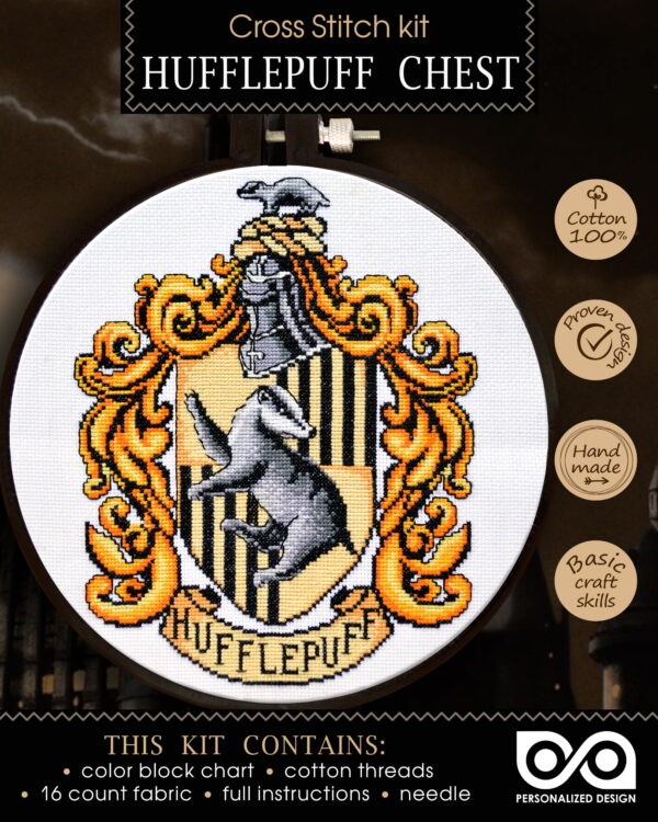 Counted Cross Stitch Kit "Hufflepuff Crest"