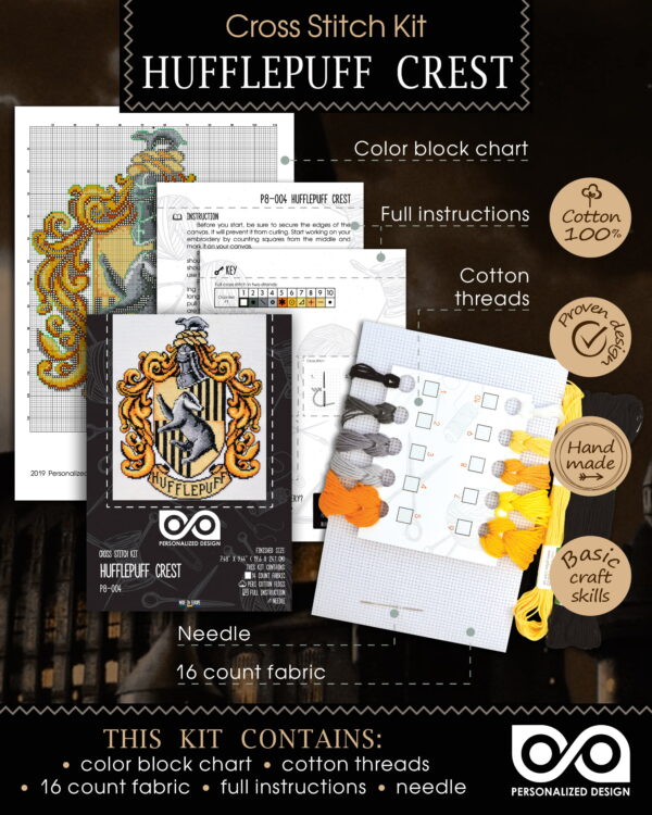 Counted Cross Stitch Kit "Hufflepuff Crest"