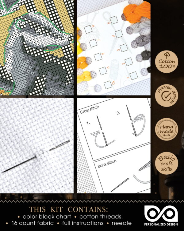 Counted Cross Stitch Kit "Hufflepuff Crest"