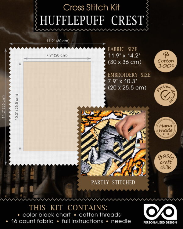Counted Cross Stitch Kit "Hufflepuff Crest"