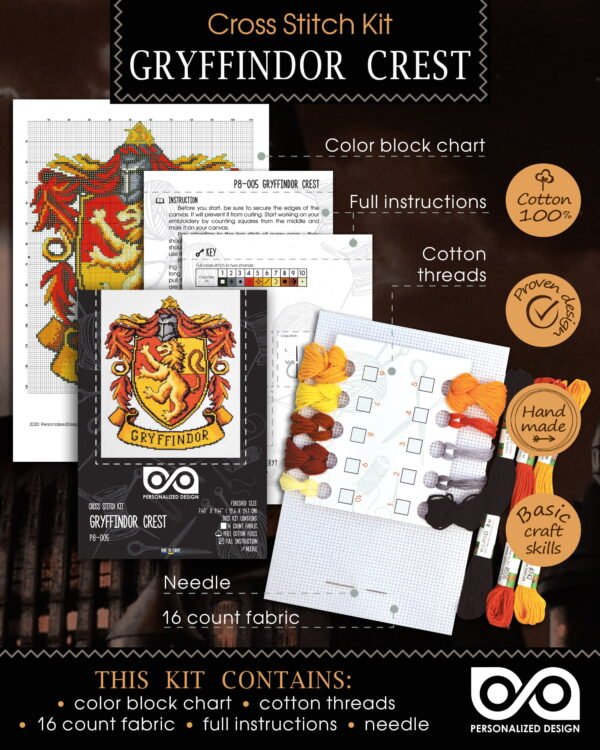 Counted Cross Stitch Kit "Griffindor Crest"