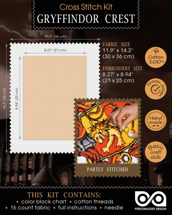 Counted Cross Stitch Kit "Griffindor Crest"
