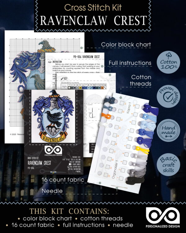 Counted Cross Stitch Kit "Ravenclaw Crest"