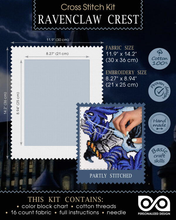 Counted Cross Stitch Kit "Ravenclaw Crest"