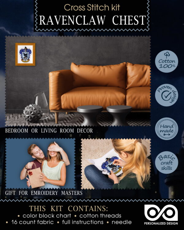 Counted Cross Stitch Kit "Ravenclaw Crest"
