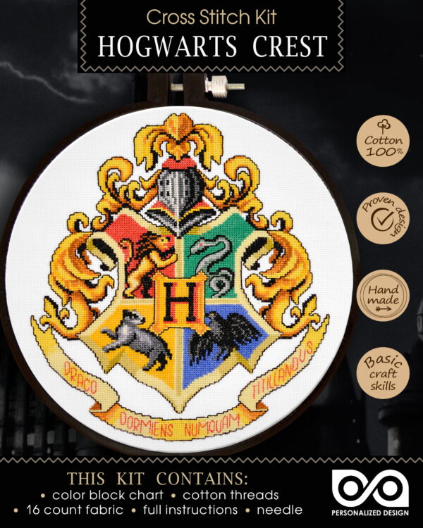 Counted Cross Stitch Kit "Harry Potter: Hogwarts Crest"