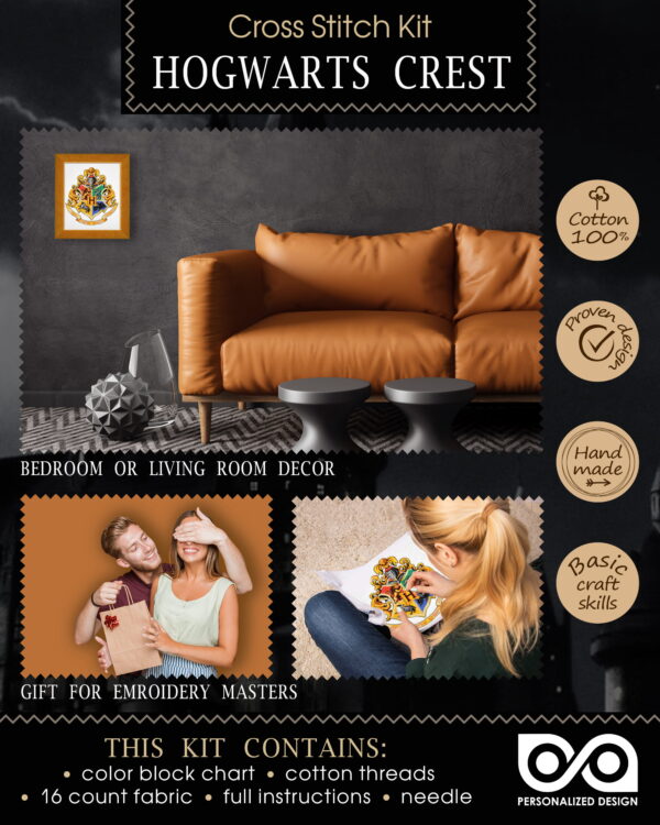 Counted Cross Stitch Kit "Harry Potter: Hogwarts Crest"