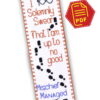 Counted Cross Stitch Pattern of Bookmark ‘Mischief Managed - I Solemnly Swear That I Am Up to No Good’