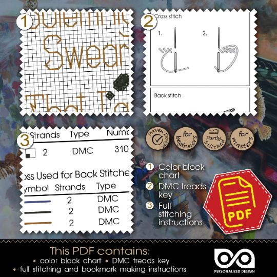 Counted Cross Stitch Pattern of Bookmark "Harry Potter: Mischief Managed" - Download in PDF