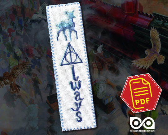 Counted Cross Stitch Pattern of Bookmark "Harry Potter: Always" - Download in PDF