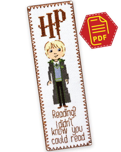 Counted Cross Stitch Pattern of Bookmark "Draco Malfoy Quote: Reading? I didn't know you could read" - Download in PDF