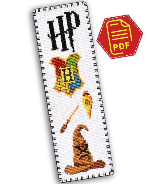 Counted Cross Stitch Pattern of Bookmark "Harry Potter: Sorting Hat" - Download in PDF