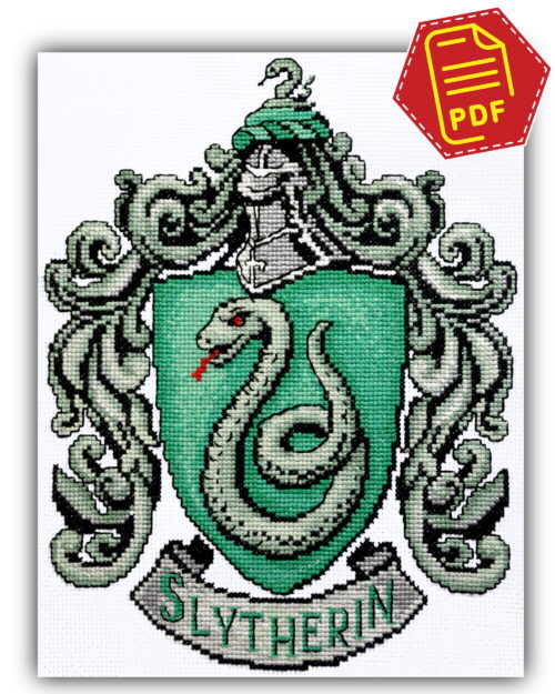 Slytherin House Crest cross stitch pattern