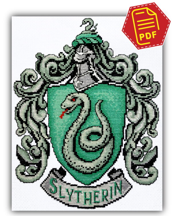 Slytherin House Crest cross stitch pattern