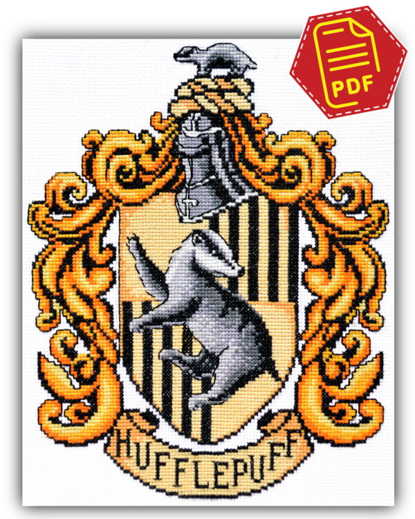 Counted Cross Stitch Pattern "Hufflepuff Crest" - Download in PDF