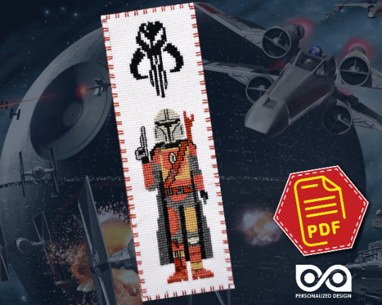 Counted Cross Stitch Pattern of Bookmark "Star Wars: Mandalorian" - Download in PDF
