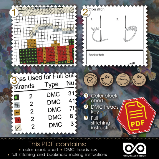 Counted Cross Stitch Pattern of Bookmark "Harry Potter: Hogwarts Express Train" - Download in PDF