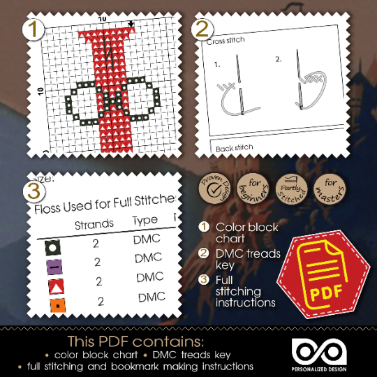 Counted Cross Stitch Pattern of Bookmark "HP Love" - Download in PDF SK2-151