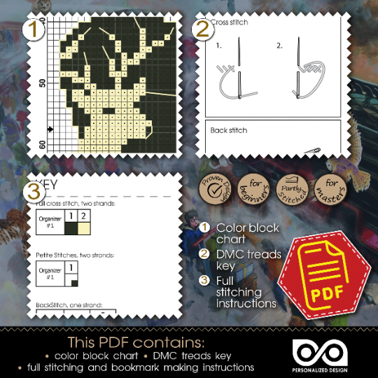 Counted Cross Stitch Pattern of Bookmark "Harry Potter: Expecto Patronum" - Download in PDF