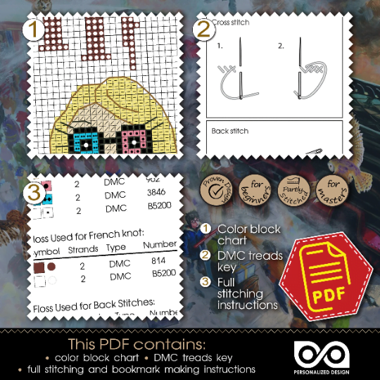 Counted Cross Stitch Pattern of Bookmark "Luna Lovegood Quote: You're just as sane as I am" - Download in PDF