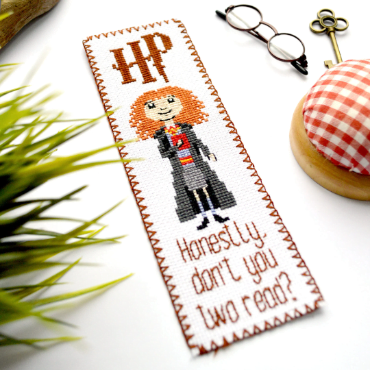Counted Cross Stitch Pattern of Bookmark "Hermione Granger Quote: Honestly don't you two read?" - Download in PDF