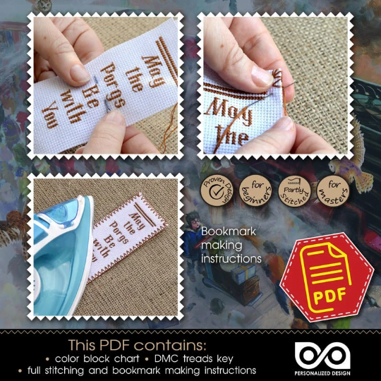 Counted Cross Stitch Pattern of Bookmark "Star Wars: Mandalorian" - Download in PDF