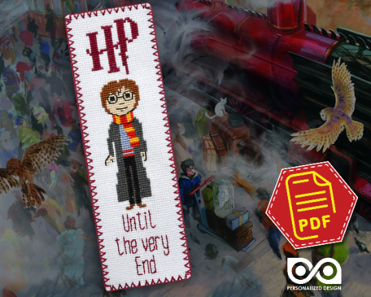 Counted Cross Stitch Pattern of Bookmark "Harry Potter Quote: Until the very End" - Download in PDF