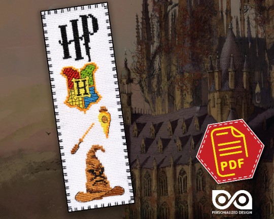 Counted Cross Stitch Pattern of Bookmark "Harry Potter: Sorting Hat" - Download in PDF