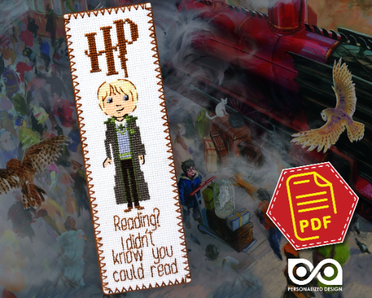 Counted Cross Stitch Pattern of Bookmark "Draco Malfoy Quote: Reading? I didn't know you could read" - Download in PDF