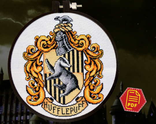Counted Cross Stitch Pattern "Hufflepuff Crest" - Download in PDF