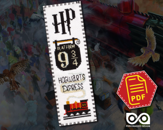 Counted Cross Stitch Pattern of Bookmark "Harry Potter: Hogwarts Express Train" - Download in PDF