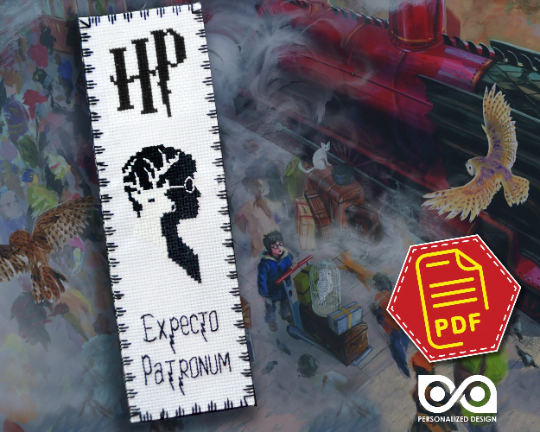 Counted Cross Stitch Pattern of Bookmark "Harry Potter: Expecto Patronum" - Download in PDF