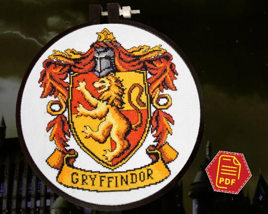 Counted Cross Stitch Pattern "Gryffindor Crest" - Download in PDF