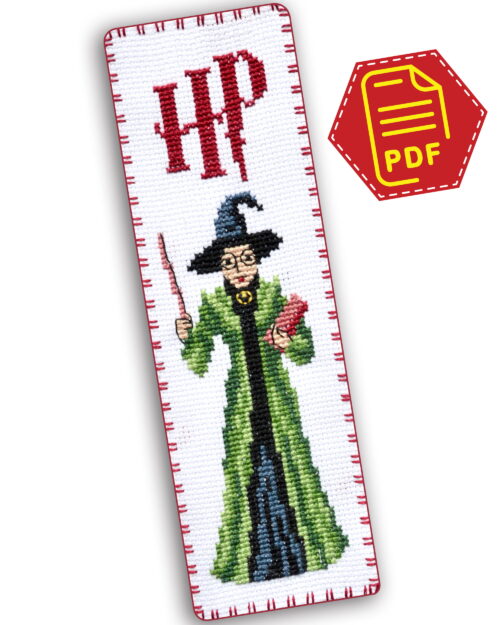 Free Counted Cross Stitch Bookmark Pattern "Professor of Hogwarts: Minerva McGonagall" - Download in PDF