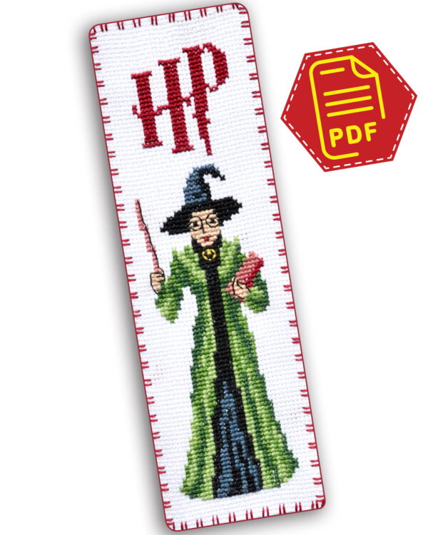Free Counted Cross Stitch Bookmark Pattern "Professor of Hogwarts: Minerva McGonagall" - Download in PDF